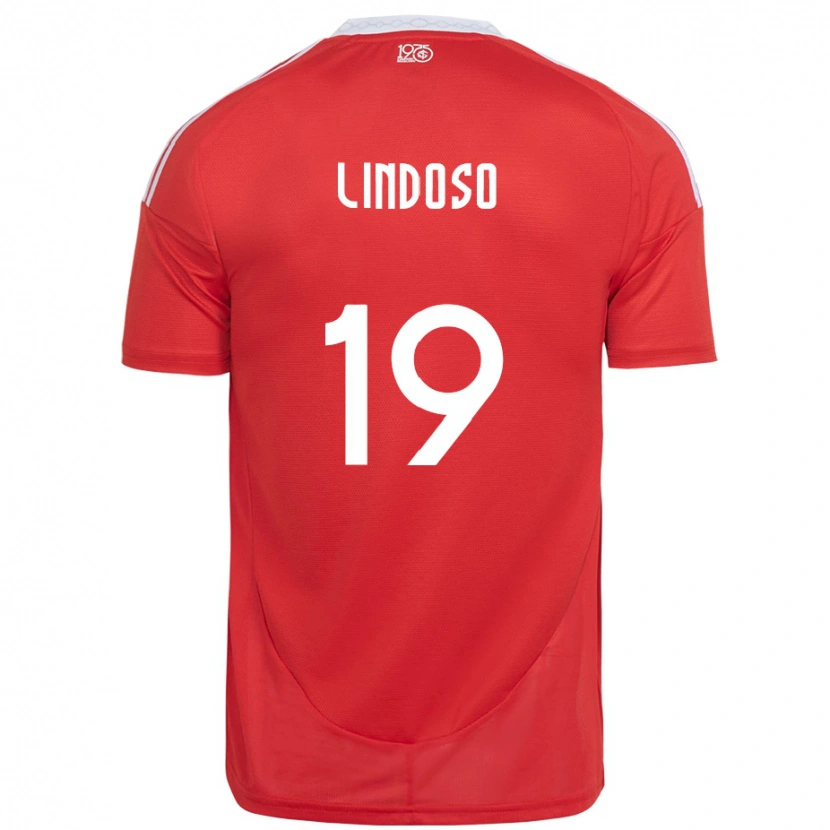 Danxen Bambino Maglia Rodrigo Lindoso #19 Rosso Bianco Kit Gara Home 2025/26 Maglietta