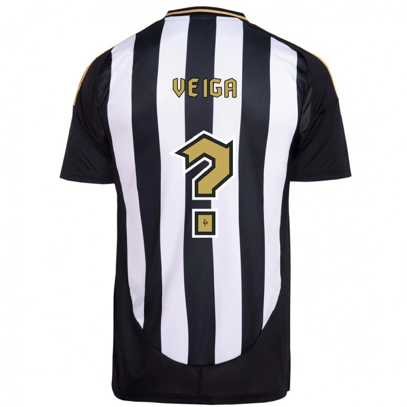 Danxen Bambino Maglia Gustavo Veiga #0 Bianco Nero Kit Gara Home 2025/26 Maglietta