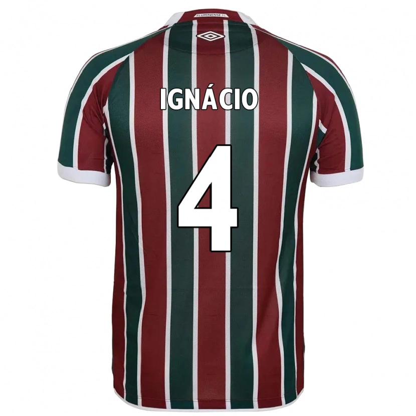 Danxen Bambino Maglia Ignácio #4 Verde Borgogna Bianco Kit Gara Home 2025/26 Maglietta