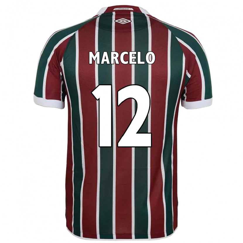 Danxen Bambino Maglia Marcelo #12 Verde Borgogna Bianco Kit Gara Home 2025/26 Maglietta