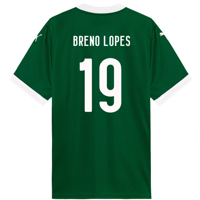 Danxen Bambino Maglia Breno Lopes #19 Verde Bianco Kit Gara Home 2025/26 Maglietta