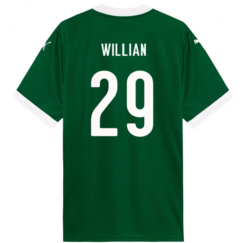 Danxen Bambino Maglia Willian #29 Verde Bianco Kit Gara Home 2025/26 Maglietta