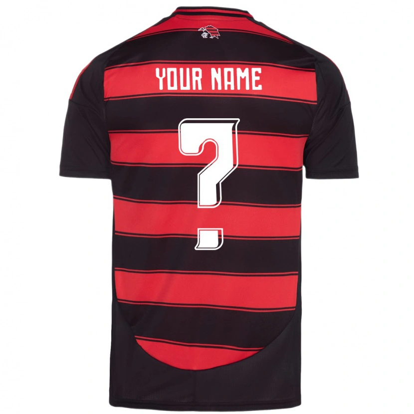 Danxen Bambino Maglia Il Tuo Nome #0 Rosso Nero Kit Gara Home 2025/26 Maglietta