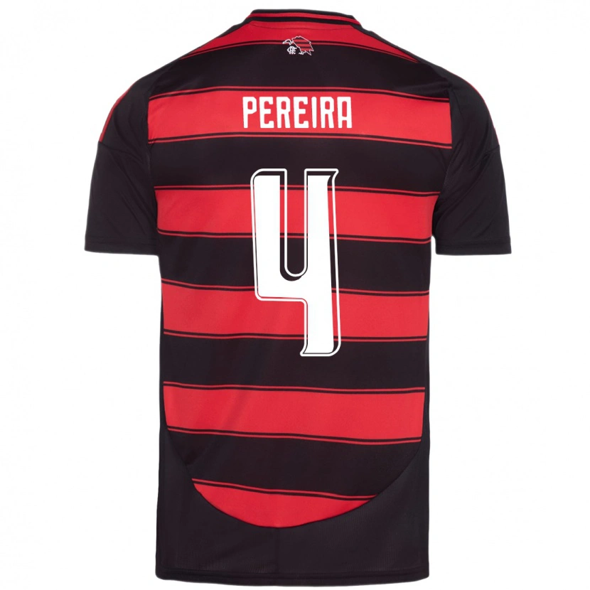 Danxen Bambino Maglia Léo Pereira #4 Rosso Nero Kit Gara Home 2025/26 Maglietta