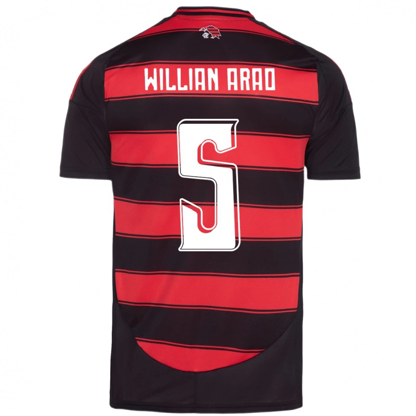 Danxen Bambino Maglia Willian Arao #5 Rosso Nero Kit Gara Home 2025/26 Maglietta