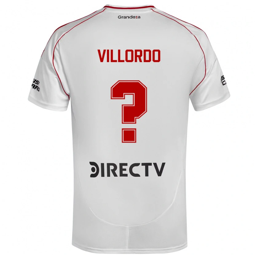 Danxen Bambino Maglia Juan Villordo #0 Bianco Rosso Kit Gara Home 2025/26 Maglietta