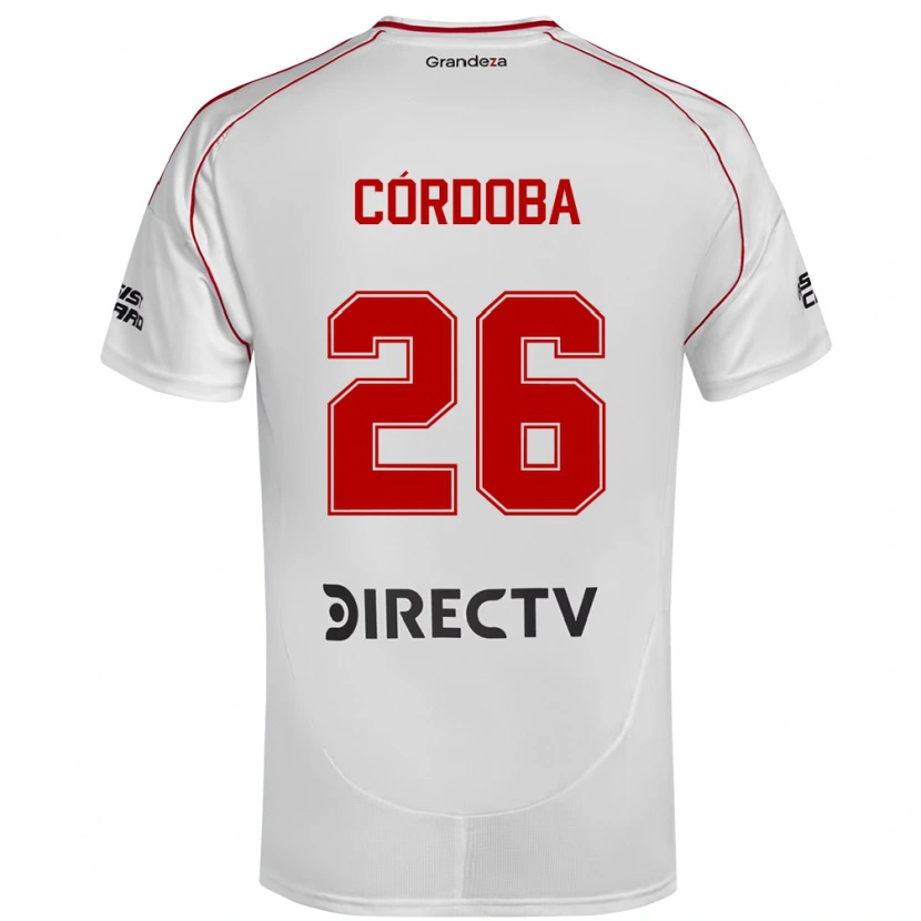Danxen Bambino Maglia Sol Córdoba #26 Bianco Rosso Kit Gara Home 2025/26 Maglietta