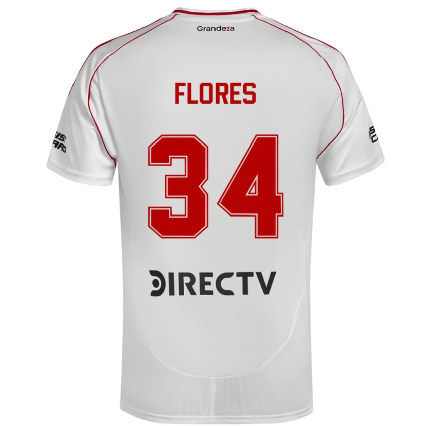 Danxen Bambino Maglia Brenda Flores #34 Bianco Rosso Kit Gara Home 2025/26 Maglietta