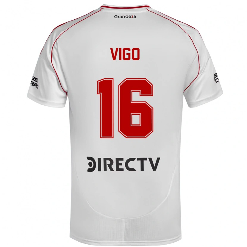 Danxen Bambino Maglia Alex Vigo #16 Bianco Rosso Kit Gara Home 2025/26 Maglietta