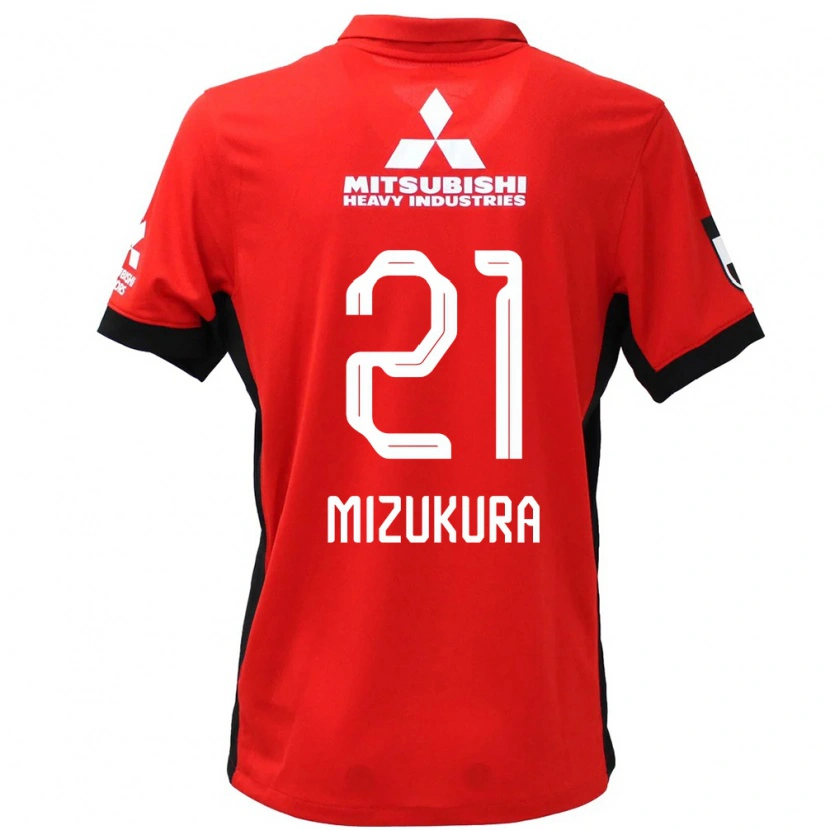 Danxen Bambino Maglia Kei Mizukura #21 Rosso Bianco Kit Gara Home 2025/26 Maglietta