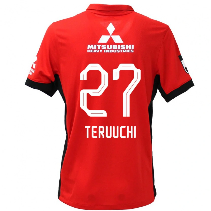Danxen Bambino Maglia Toshikazu Teruuchi #27 Rosso Bianco Kit Gara Home 2025/26 Maglietta