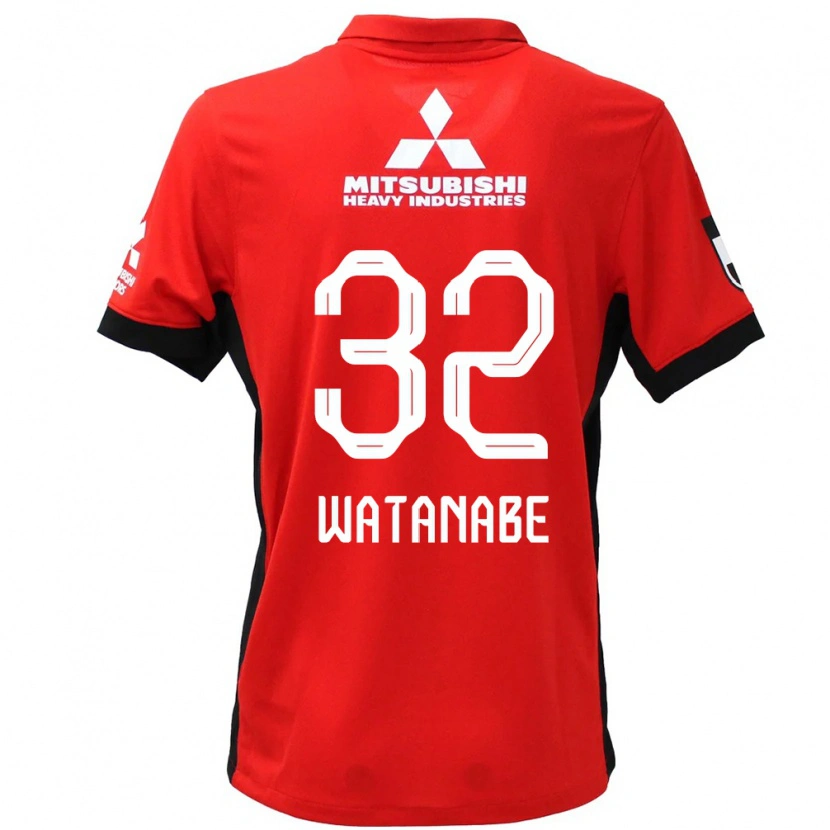 Danxen Bambino Maglia Risako Watanabe #32 Rosso Bianco Kit Gara Home 2025/26 Maglietta
