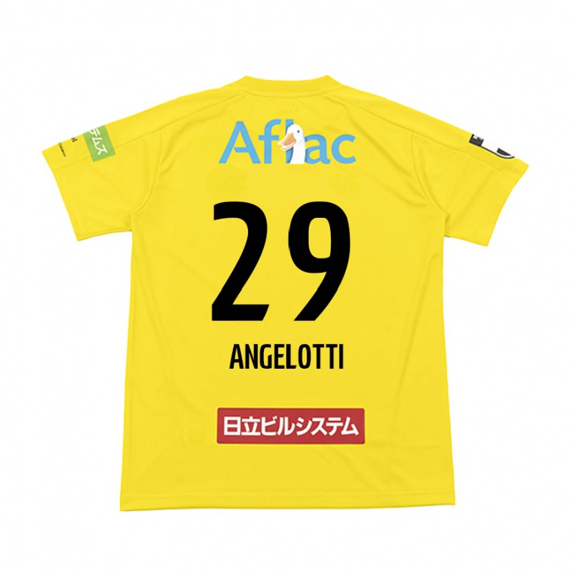 Danxen Bambino Maglia Rodrigo Angelotti #29 Nero Giallo Kit Gara Home 2025/26 Maglietta