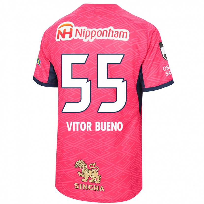 Danxen Bambino Maglia Vitor Bueno #55 Rosa Sakura Bianco Kit Gara Home 2025/26 Maglietta