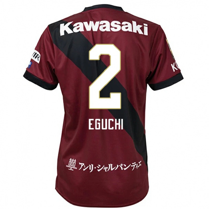 Danxen Bambino Maglia Takuma Eguchi #2 Borgogna Nero Kit Gara Home 2025/26 Maglietta