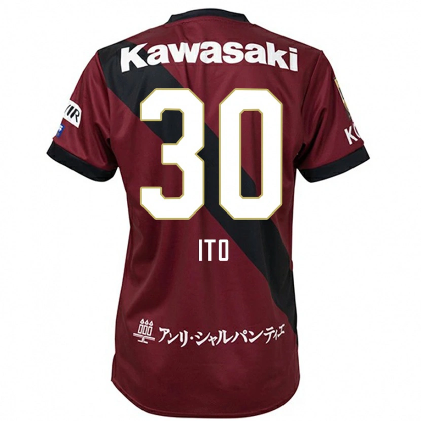 Danxen Bambino Maglia Genta Ito #30 Borgogna Nero Kit Gara Home 2025/26 Maglietta