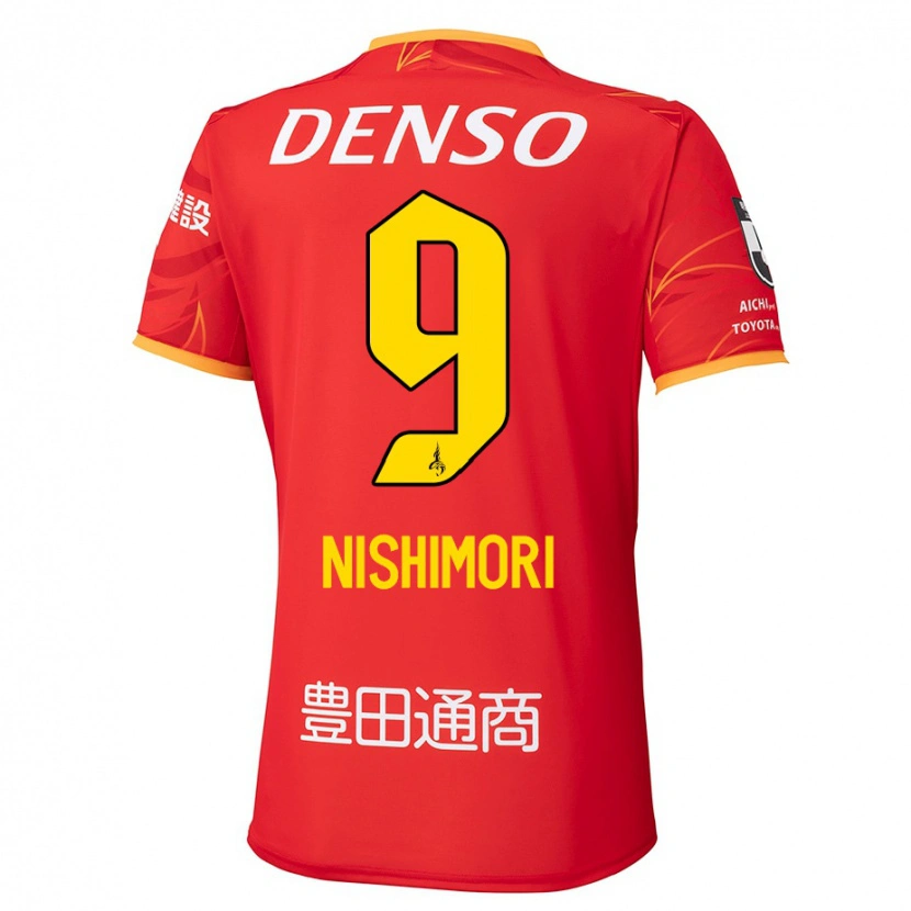 Danxen Bambino Maglia Naoto Nishimori #9 Rosso Giallo Kit Gara Home 2025/26 Maglietta