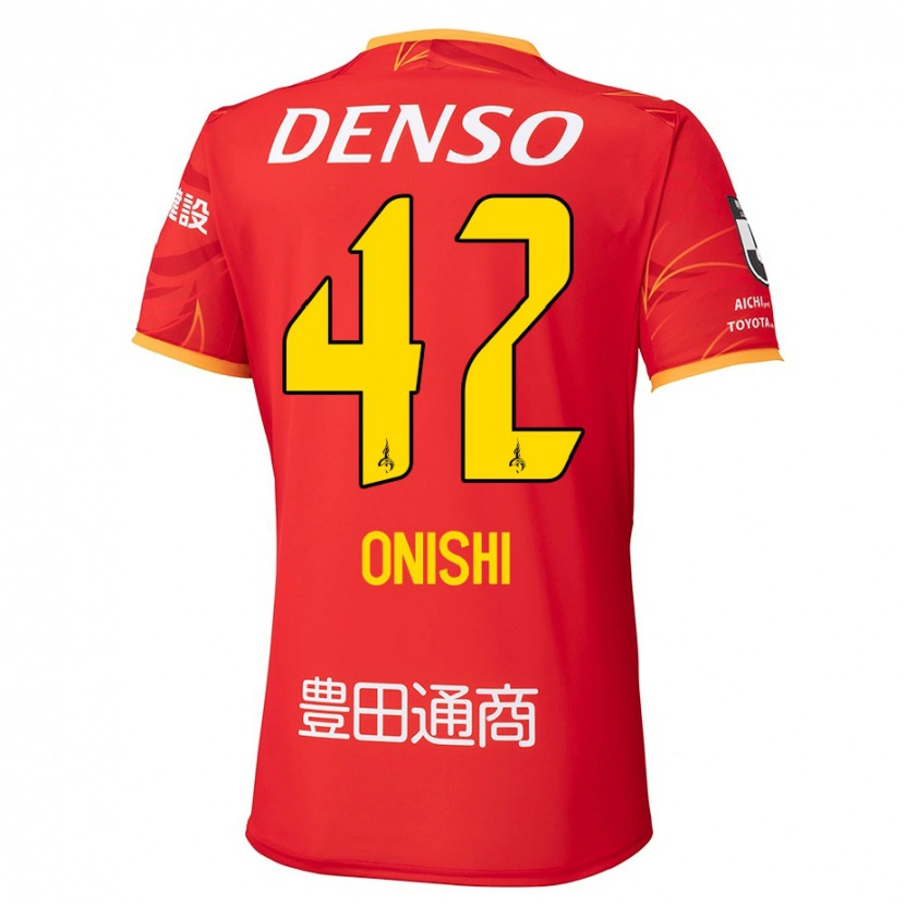 Danxen Bambino Maglia Ritsu Onishi #42 Rosso Giallo Kit Gara Home 2025/26 Maglietta