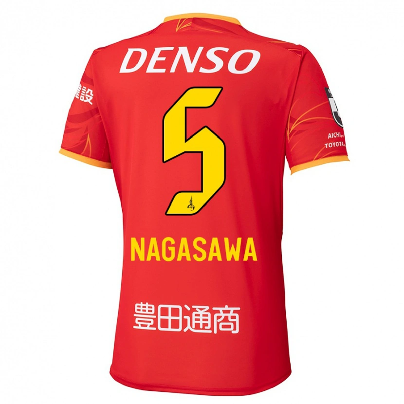 Danxen Bambino Maglia Kazuki Nagasawa #5 Rosso Giallo Kit Gara Home 2025/26 Maglietta