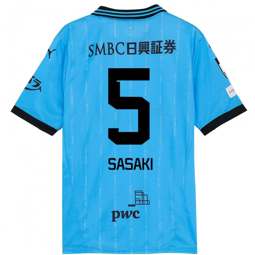 Danxen Bambino Maglia Asahi Sasaki #5 Azzurro Cielo Nero Kit Gara Home 2025/26 Maglietta