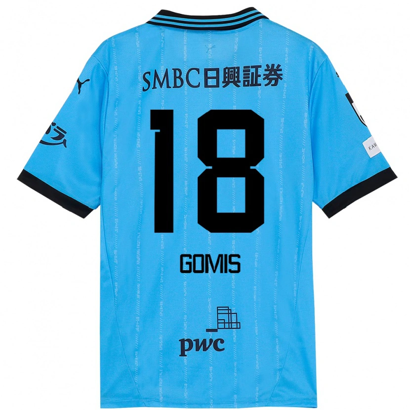 Danxen Bambino Maglia Bafétimbi Gomis #18 Azzurro Cielo Nero Kit Gara Home 2025/26 Maglietta