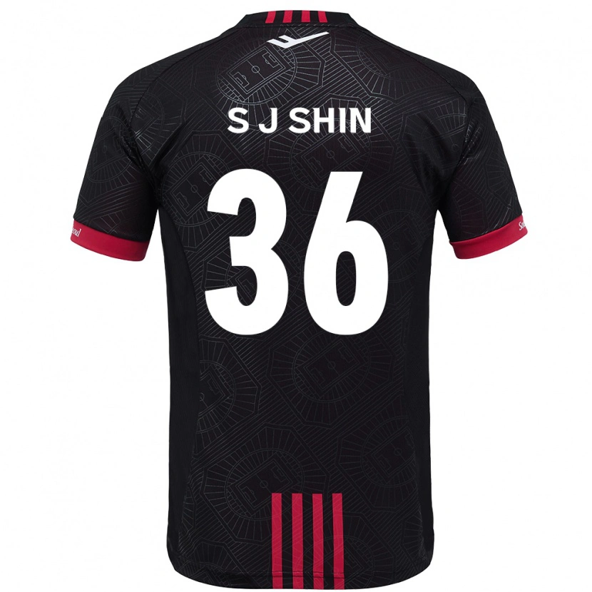 Danxen Bambino Maglia Ji-Seop Shin #36 Nero Rosso Kit Gara Home 2025/26 Maglietta