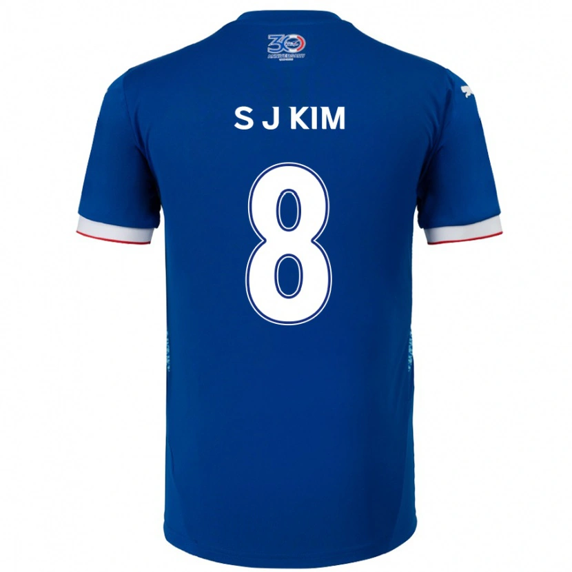 Danxen Bambino Maglia Ji-Sung Kim #8 Blu Royal Bianco Kit Gara Home 2025/26 Maglietta