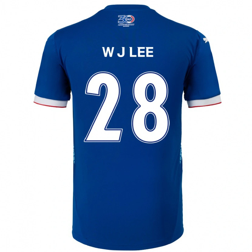 Danxen Bambino Maglia Jun-Woo Lee #28 Blu Royal Bianco Kit Gara Home 2025/26 Maglietta
