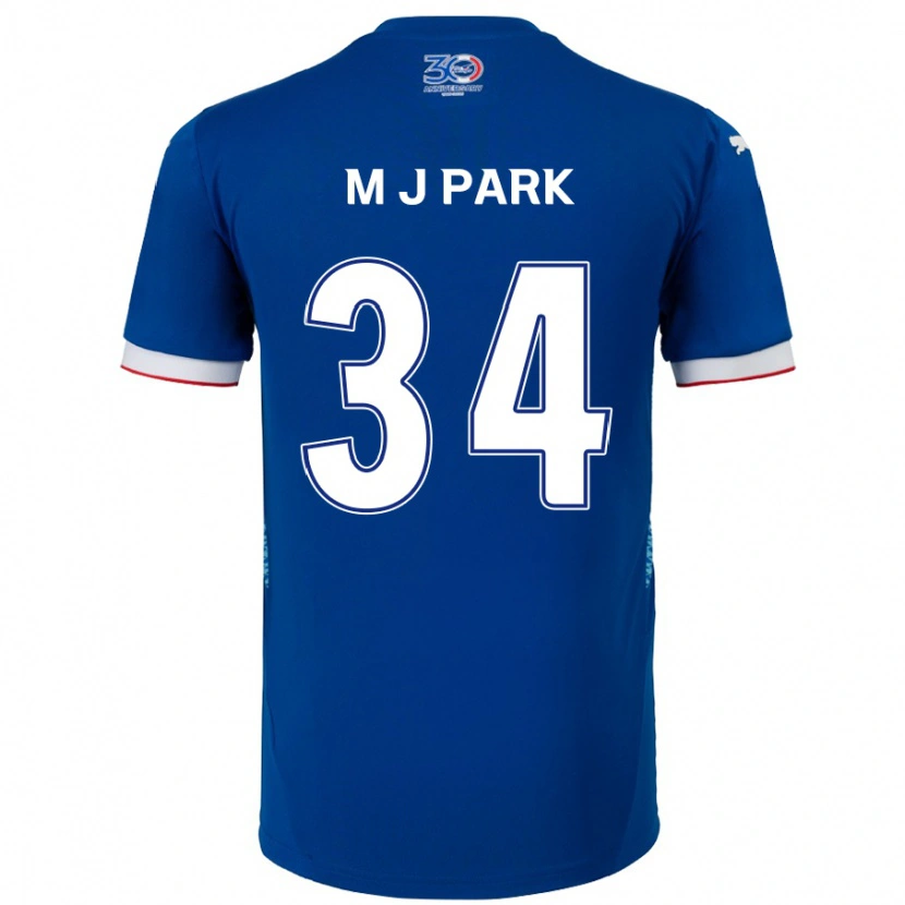 Danxen Bambino Maglia Ji-Min Park #34 Blu Royal Bianco Kit Gara Home 2025/26 Maglietta