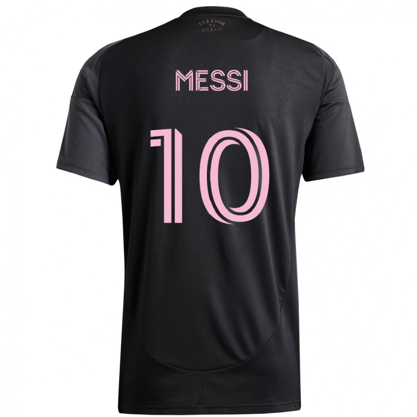 Danxen Bambino Maglia Lionel Messi #10 Nero Rosa Kit Gara Away 2025/26 Maglietta