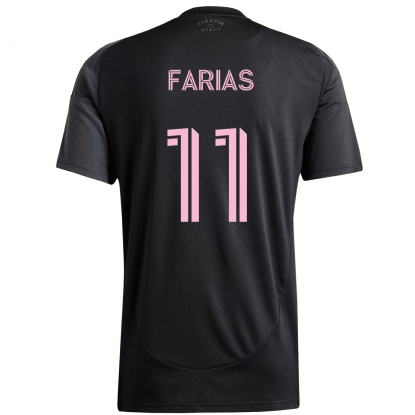 Danxen Bambino Maglia Facundo Farías #11 Nero Rosa Kit Gara Away 2025/26 Maglietta