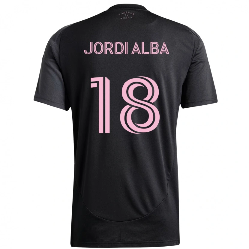 Danxen Bambino Maglia Jordi Alba #18 Nero Rosa Kit Gara Away 2025/26 Maglietta