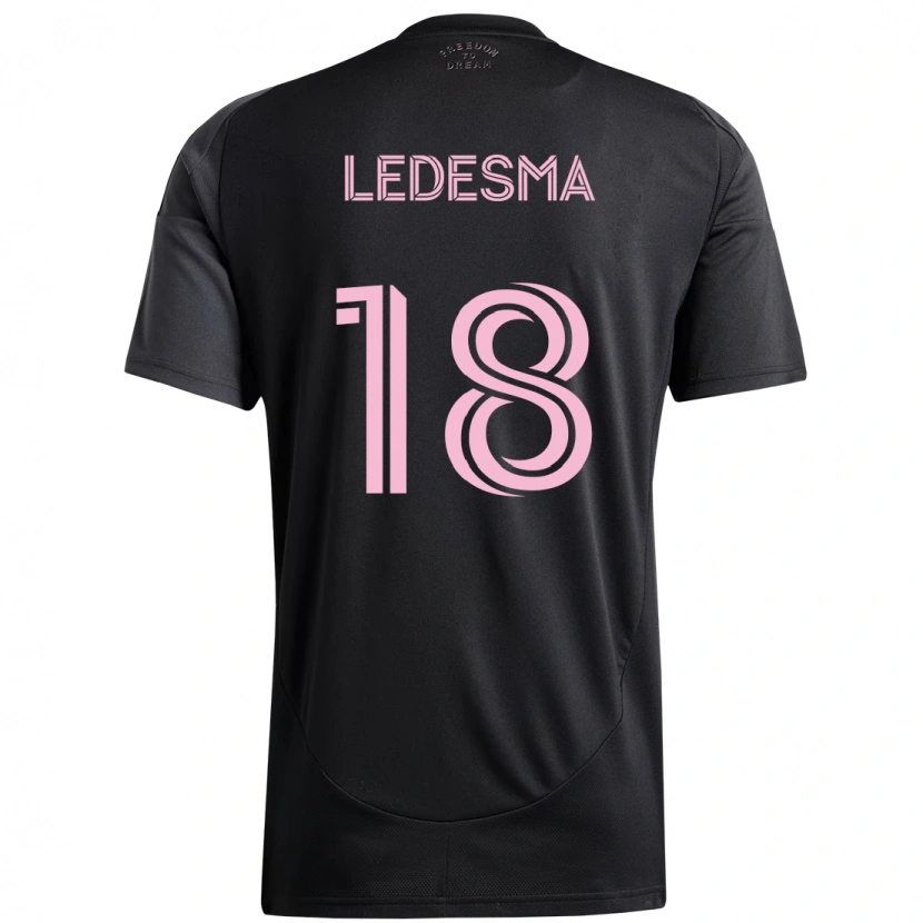 Danxen Bambino Maglia Santiago Ledesma #18 Nero Rosa Kit Gara Away 2025/26 Maglietta