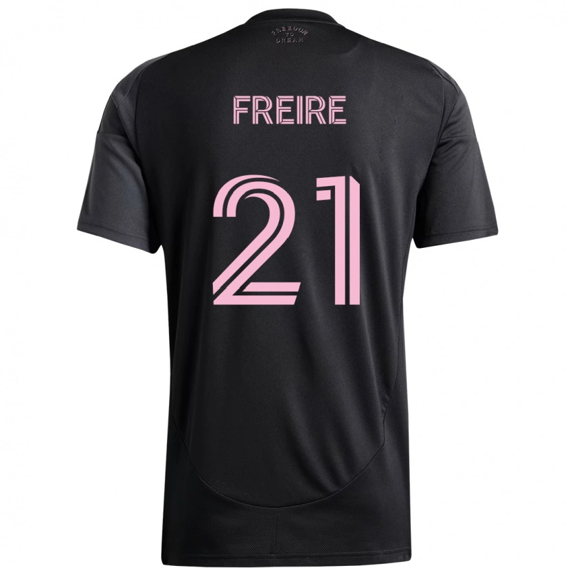 Danxen Bambino Maglia Nicolas Freire #21 Nero Rosa Kit Gara Away 2025/26 Maglietta