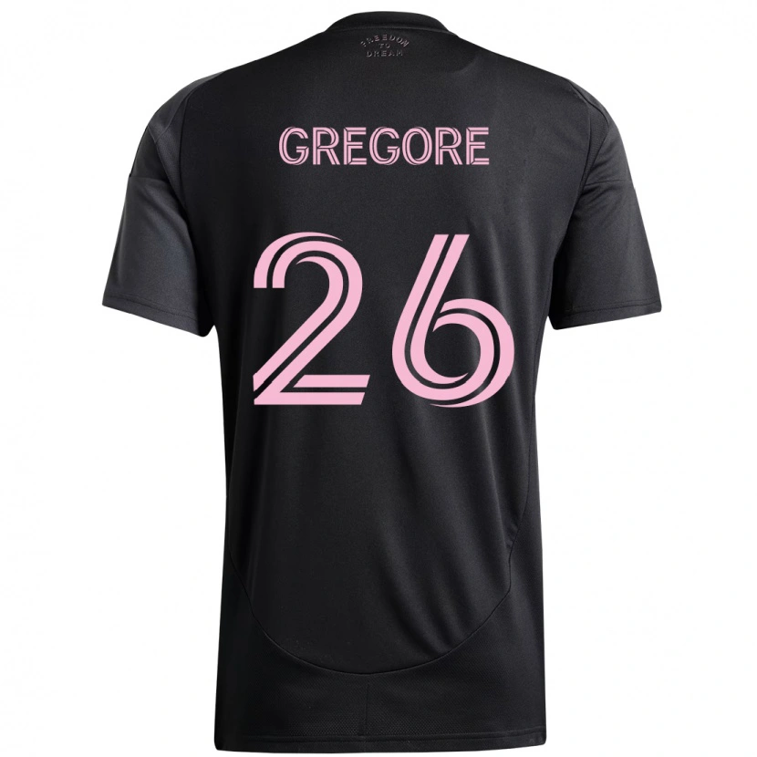 Danxen Bambino Maglia Gregore #26 Nero Rosa Kit Gara Away 2025/26 Maglietta
