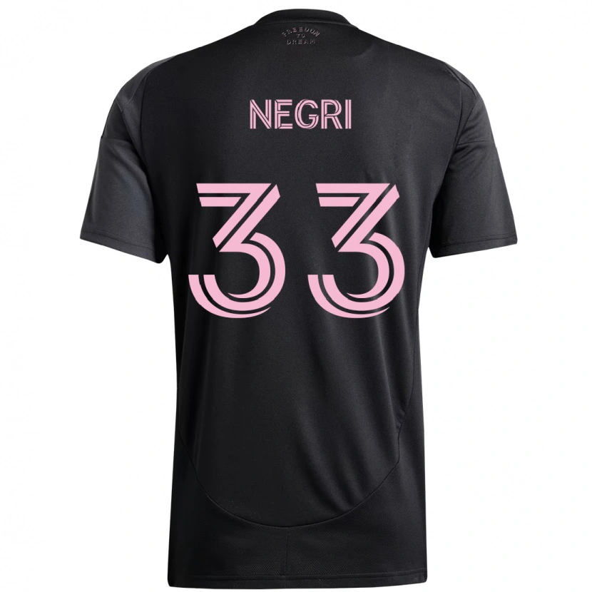 Danxen Bambino Maglia Franco Negri #33 Nero Rosa Kit Gara Away 2025/26 Maglietta