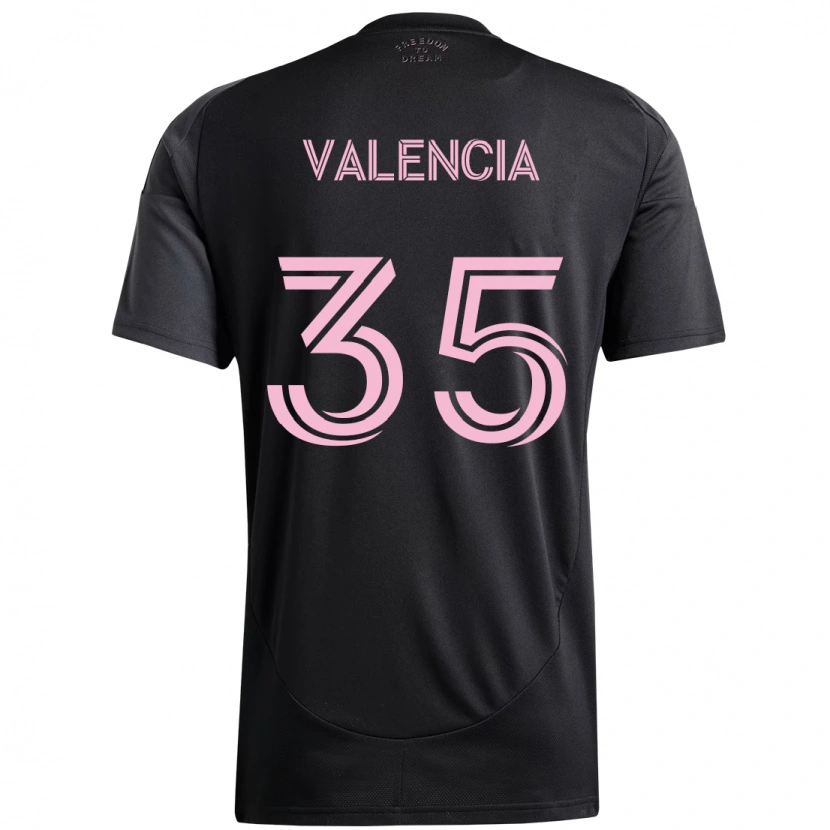 Danxen Bambino Maglia Felipe Valencia #35 Nero Rosa Kit Gara Away 2025/26 Maglietta
