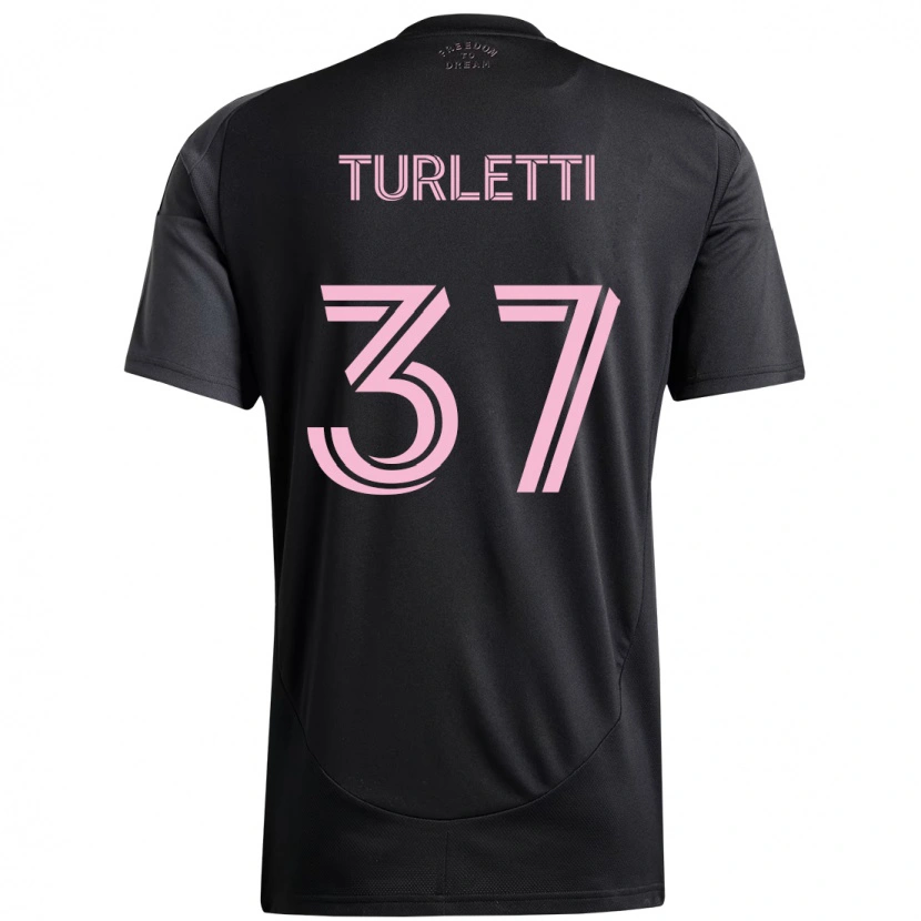 Danxen Bambino Maglia Mateo Turletti #37 Nero Rosa Kit Gara Away 2025/26 Maglietta