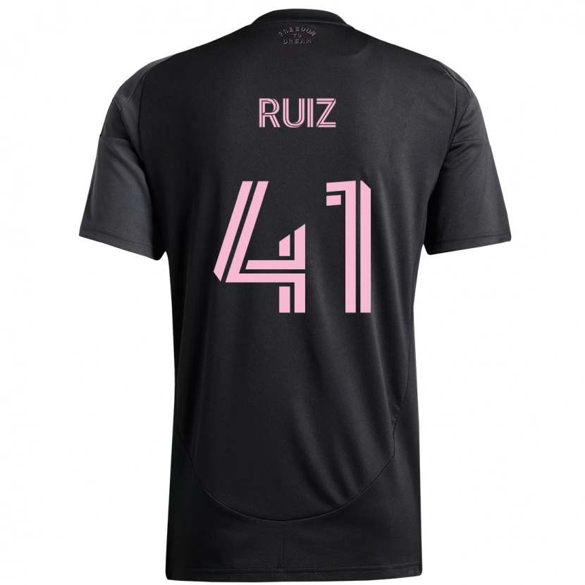 Danxen Bambino Maglia David Ruíz #41 Nero Rosa Kit Gara Away 2025/26 Maglietta