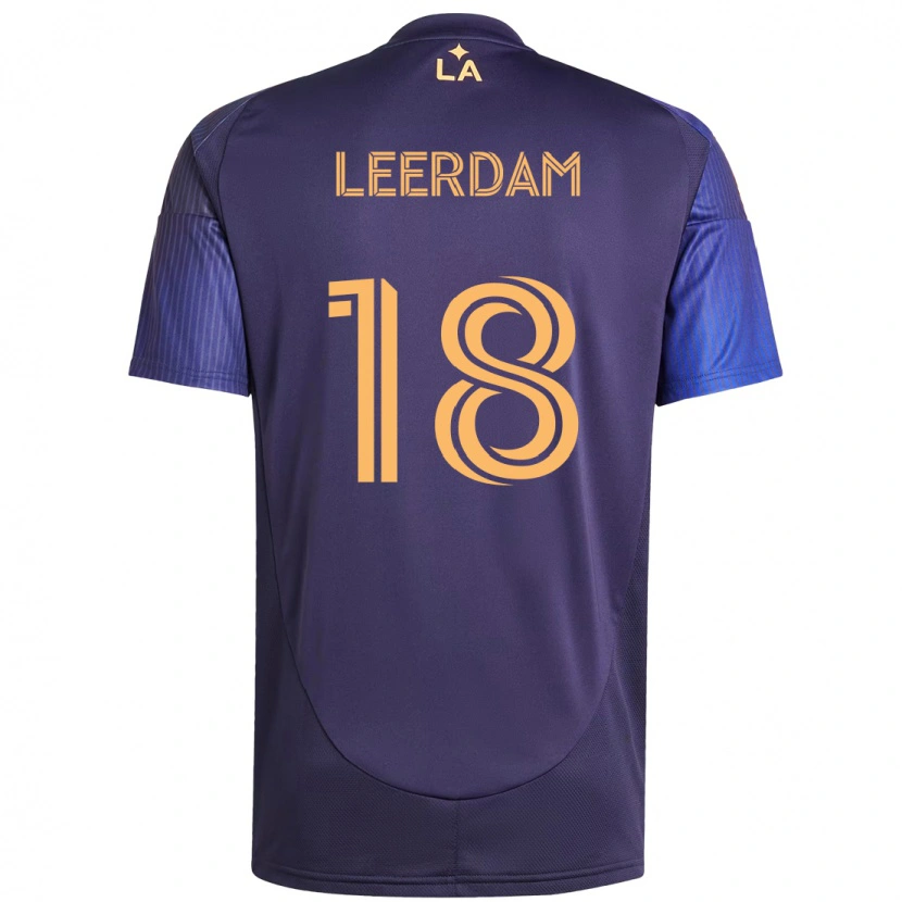 Danxen Bambino Maglia Kelvin Leerdam #18 Viola Blu Kit Gara Away 2025/26 Maglietta