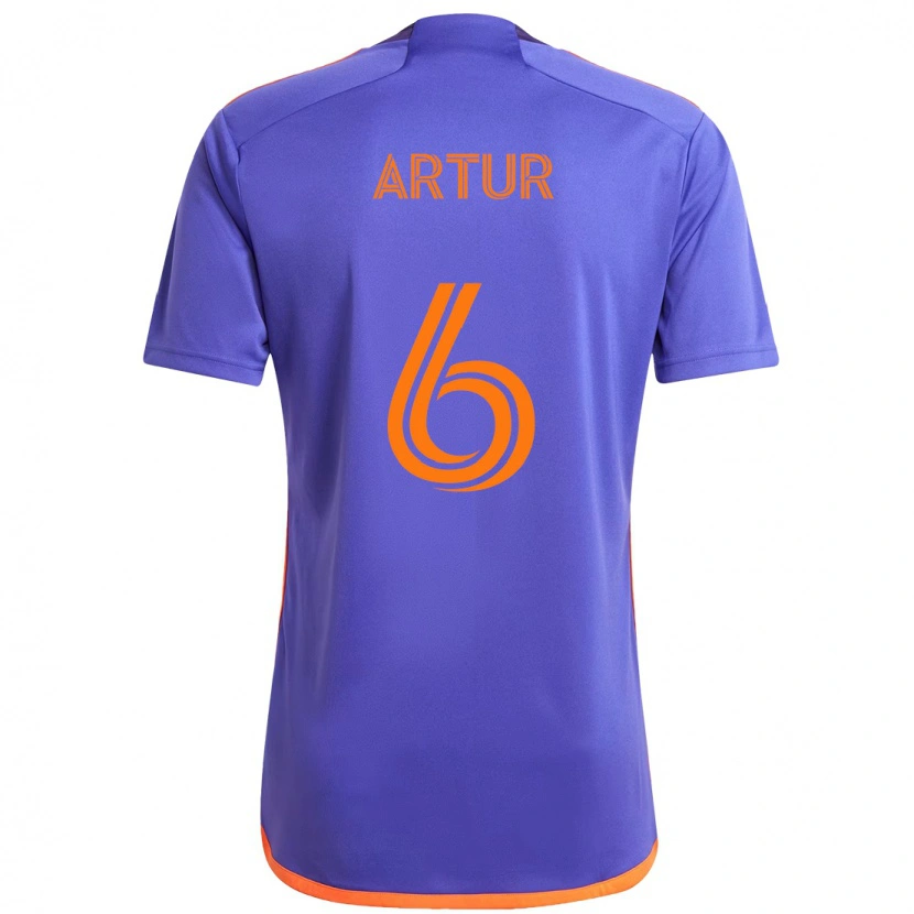 Danxen Bambino Maglia Artur #6 Viola Arancione Kit Gara Away 2025/26 Maglietta