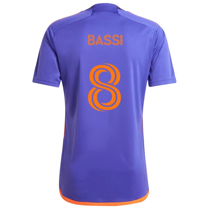 Danxen Bambino Maglia Amine Bassi #8 Viola Arancione Kit Gara Away 2025/26 Maglietta