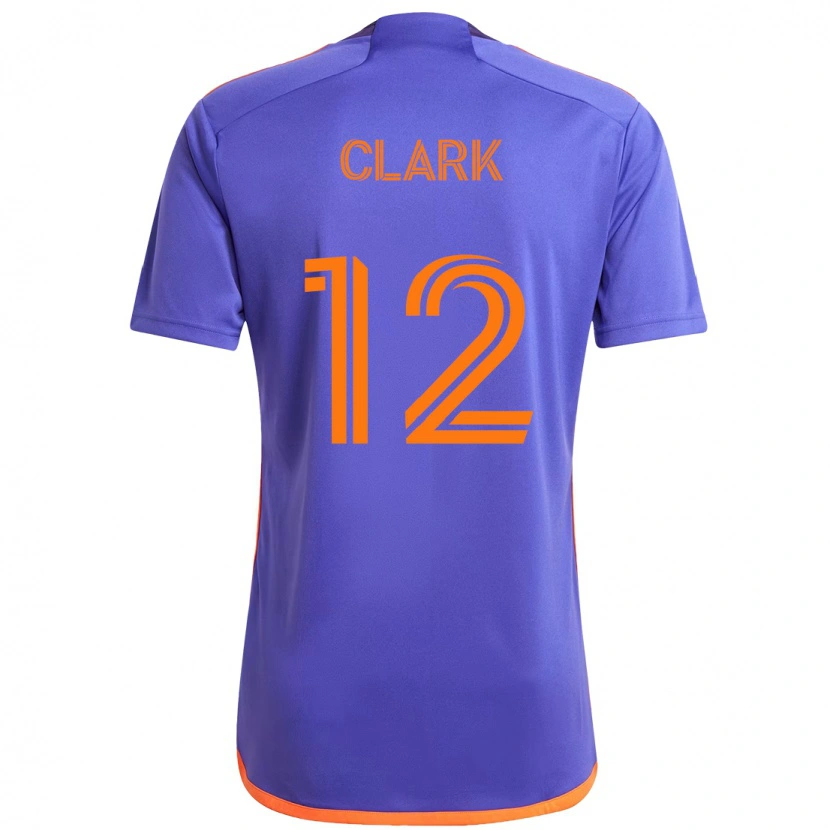 Danxen Bambino Maglia Steve Clark #12 Viola Arancione Kit Gara Away 2025/26 Maglietta