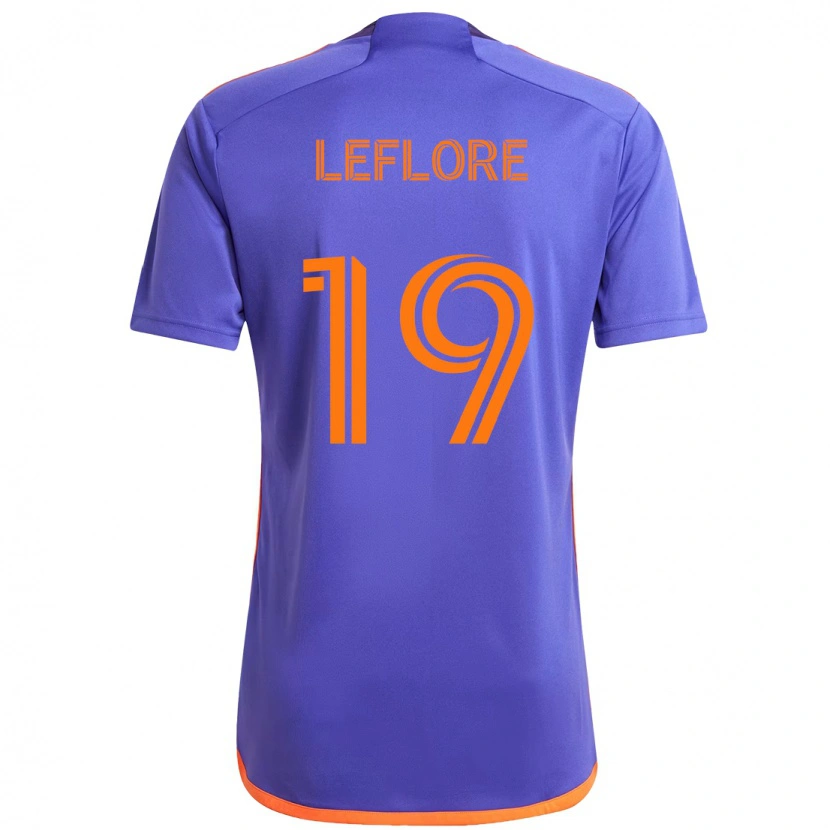 Danxen Bambino Maglia Isaiah Leflore #19 Viola Arancione Kit Gara Away 2025/26 Maglietta