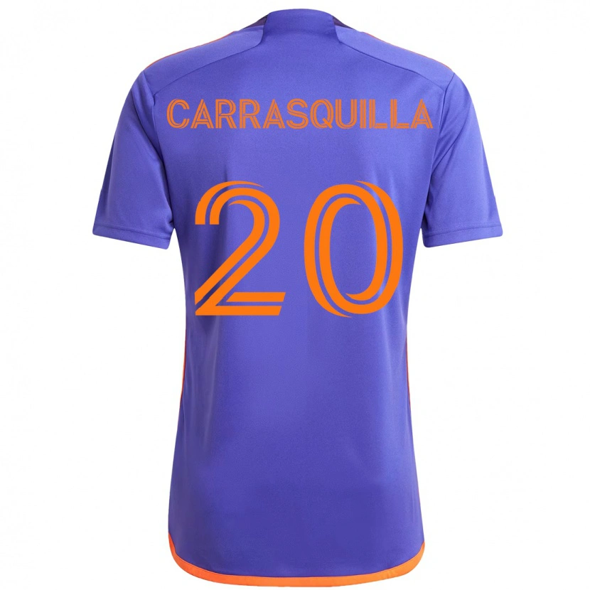 Danxen Bambino Maglia Adalberto Carrasquilla #20 Viola Arancione Kit Gara Away 2025/26 Maglietta