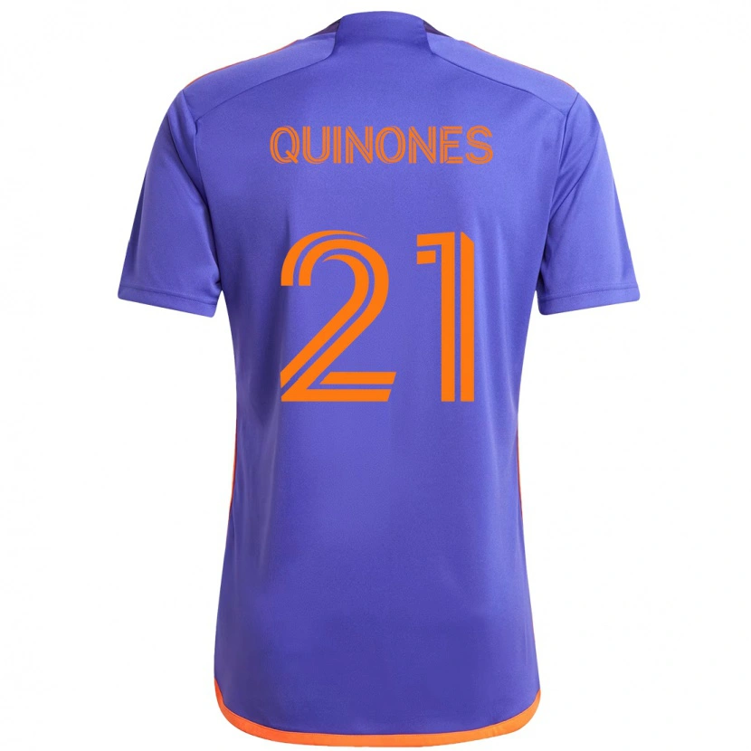 Danxen Bambino Maglia Nelson Quiñónes #21 Viola Arancione Kit Gara Away 2025/26 Maglietta