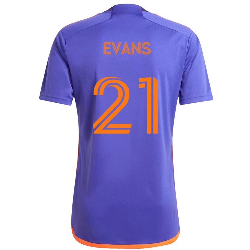 Danxen Bambino Maglia Jacob Evans #21 Viola Arancione Kit Gara Away 2025/26 Maglietta