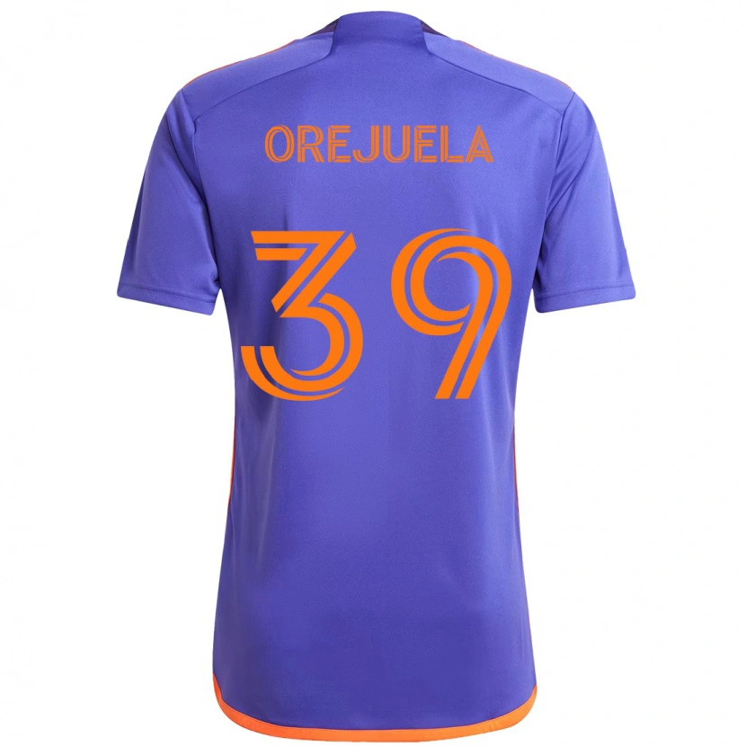 Danxen Bambino Maglia Jesus Orejuela #39 Viola Arancione Kit Gara Away 2025/26 Maglietta