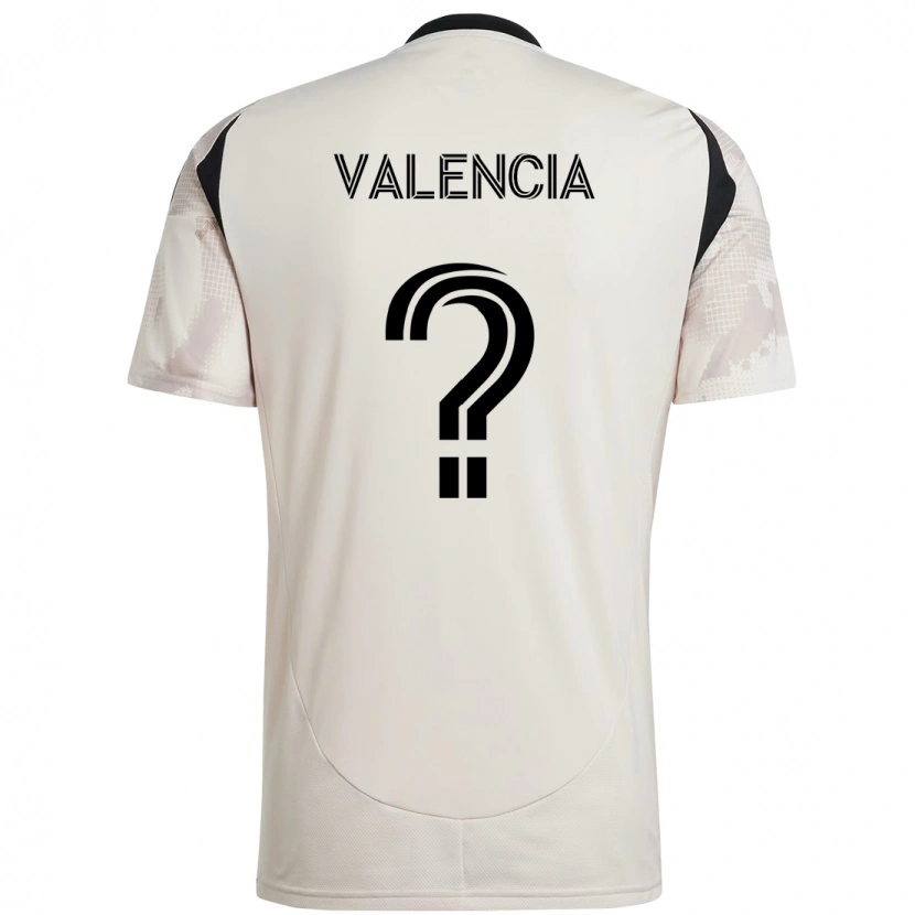 Danxen Bambino Maglia Omar Valencia #0 Beige Nero Kit Gara Away 2025/26 Maglietta