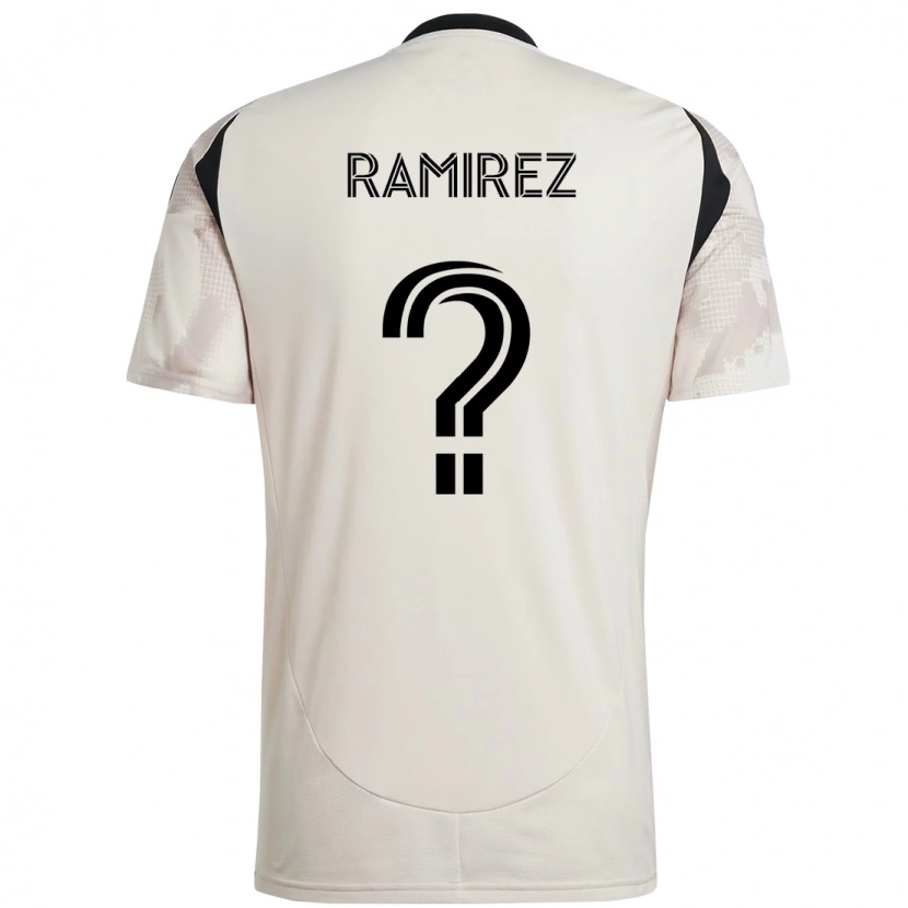 Danxen Bambino Maglia Ángel Ramírez #0 Beige Nero Kit Gara Away 2025/26 Maglietta